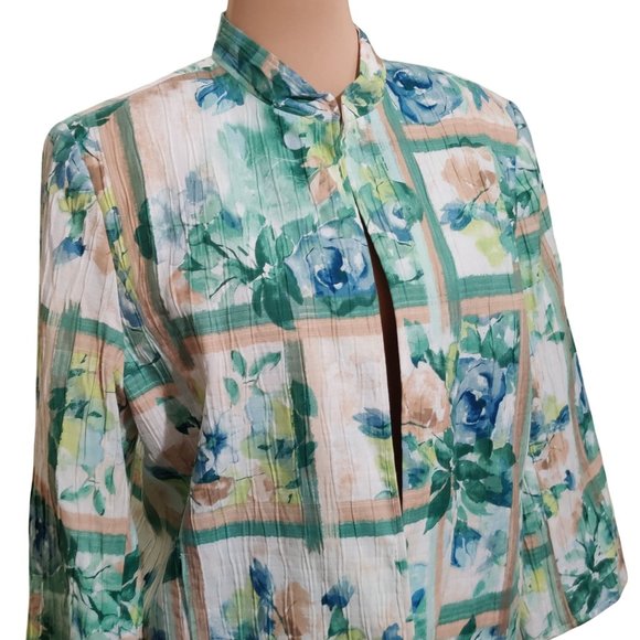 Alfred Dunner 18 Floral Blazer Plus Size Textured Jacket Shoulder Pads Garden - Picture 2 of 7